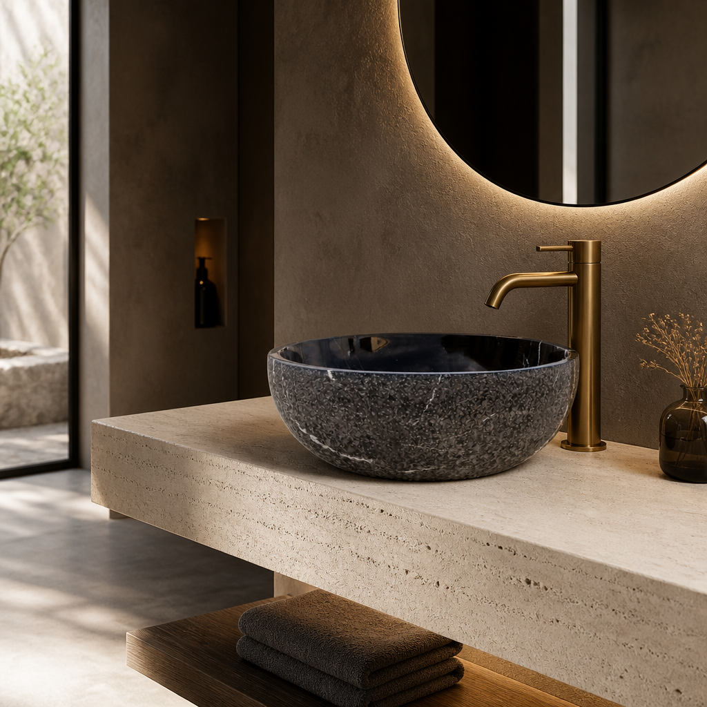 Classic Black Marble Vessel Sink