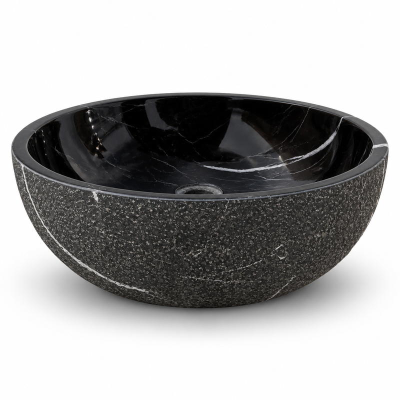 Classic Black Marble Vessel Sink — detail 6