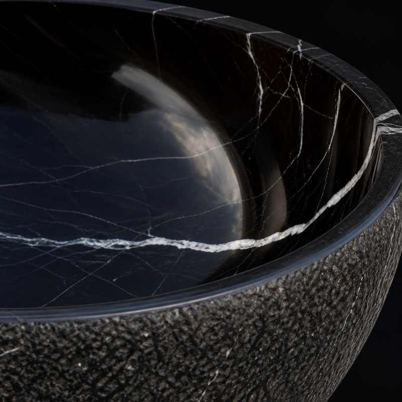 Classic Black Marble Vessel Sink — detail 3