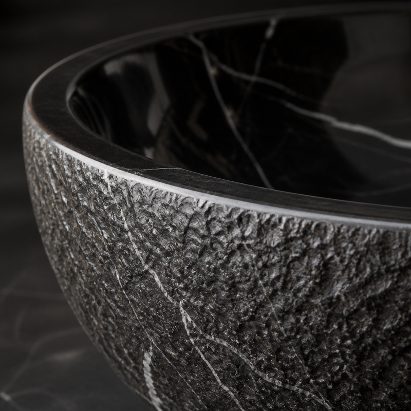 Classic Black Marble Vessel Sink — detail 2