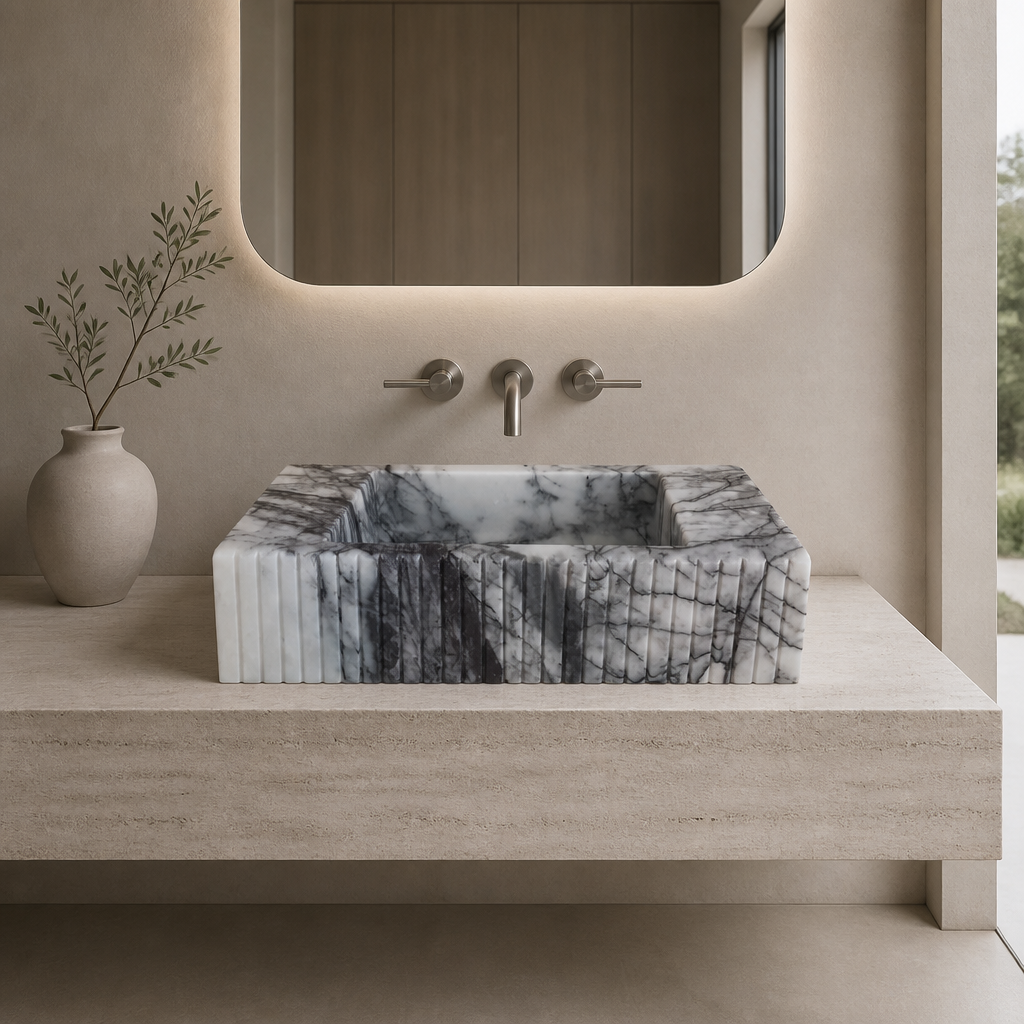 New York Style Compact Marble Vessel Sink