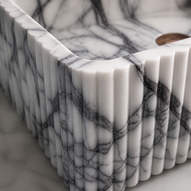 New York Style Marble Vessel Sink — detail 2