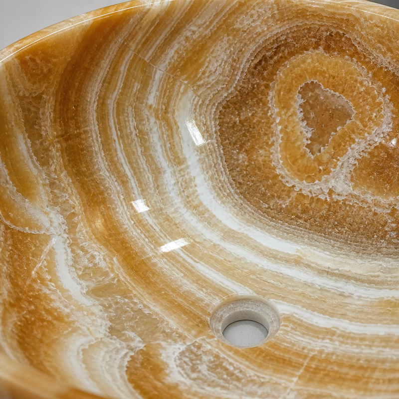 Onyx Marble Vessel Sink — detail 1