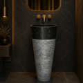 White Marble Pedestal Sink — Standalone