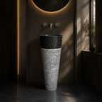 White Marble Pedestal Sink — Standalone