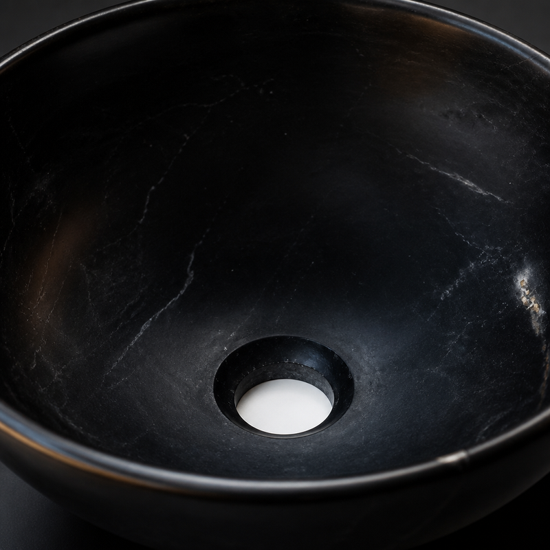 Premium Black Marble Compact Vessel Sink — detail 1