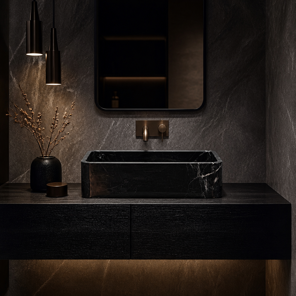 Premium Black Marble Vessel Sink — Toros