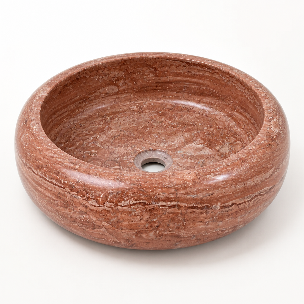 Red Marble Vessel Sink