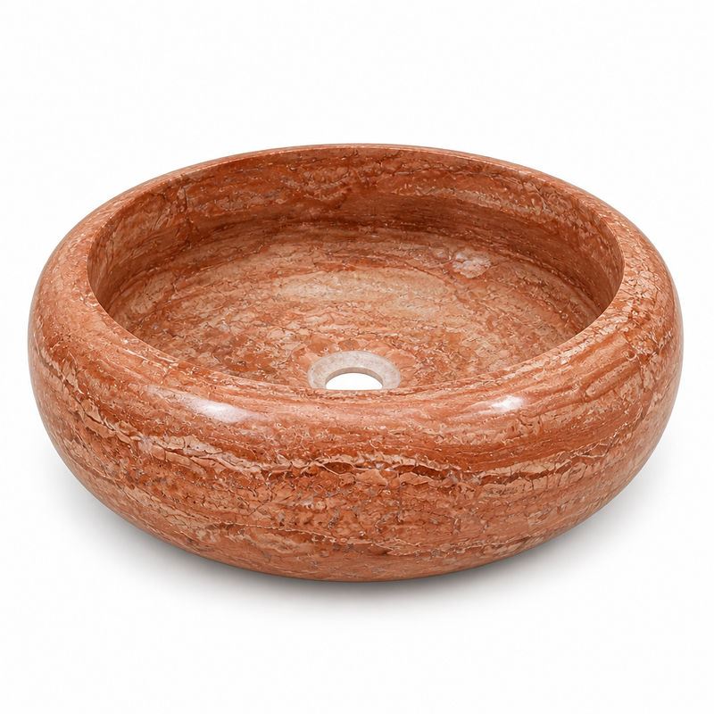 Red Marble Vessel Sink — detail 6