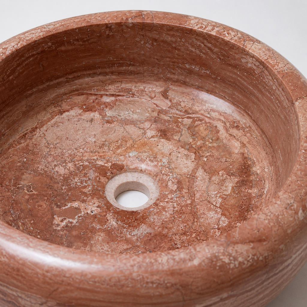 Red Marble Vessel Sink