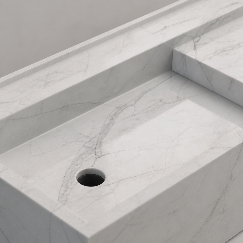 Refined Marble Vessel Sink — Imperial Cut — detail 1