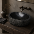 Rustic Hand-Carved Marble Vessel Sink