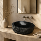 Rustic Hand-Carved Marble Vessel Sink