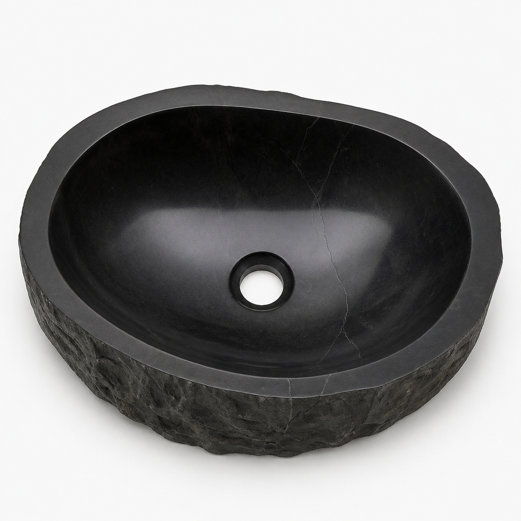 Rustic Hand-Carved Marble Vessel Sink