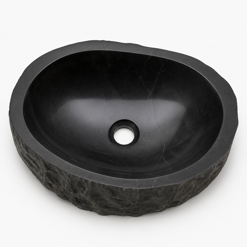 Rustic Hand-Carved Marble Vessel Sink — detail 5