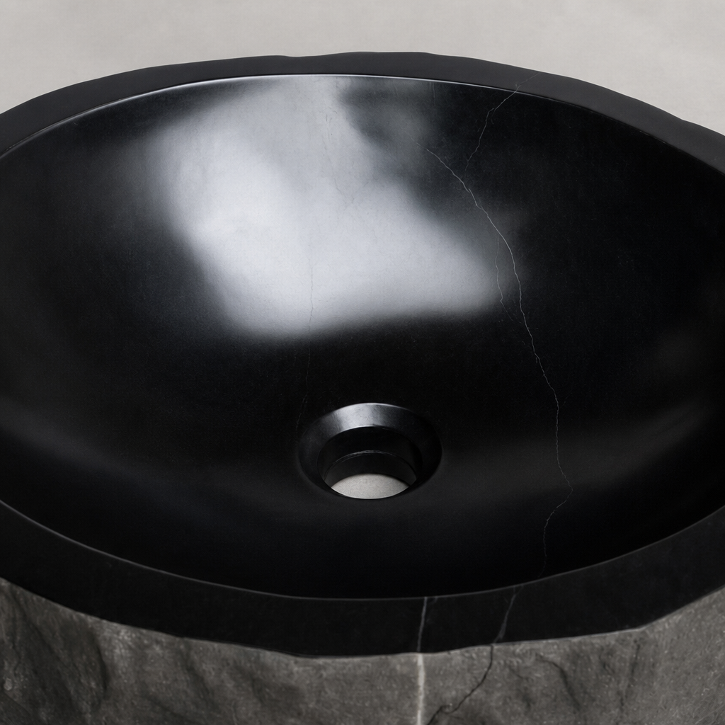Rustic Hand-Carved Marble Vessel Sink