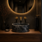 Sirius Black Marble Vessel Sink — Star-Veined
