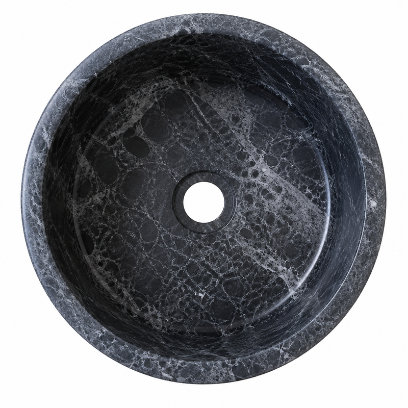 Sirius Black Marble Vessel Sink — Star-Veined — detail 4