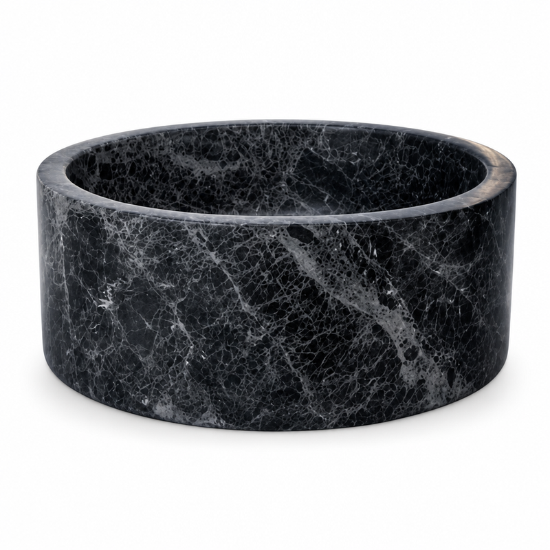 Sirius Black Marble Vessel Sink — Star-Veined — detail 3