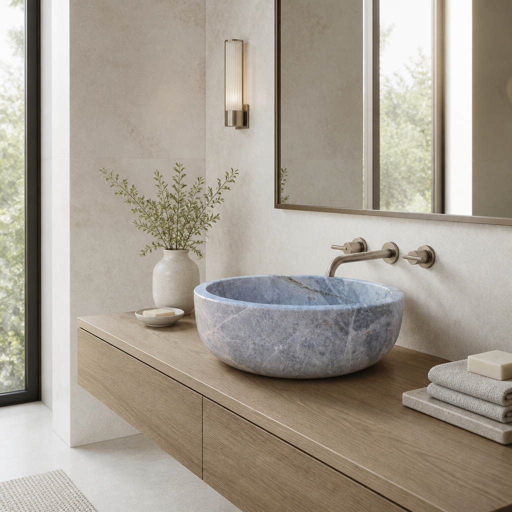 Sirius Silver Marble Vessel Sink — Star-Veined