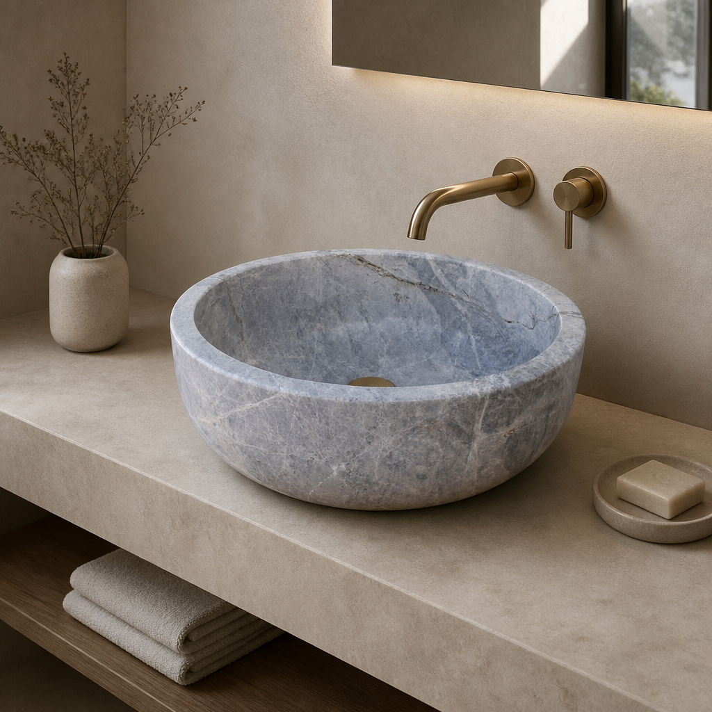 Sirius Silver Marble Vessel Sink — Star-Veined