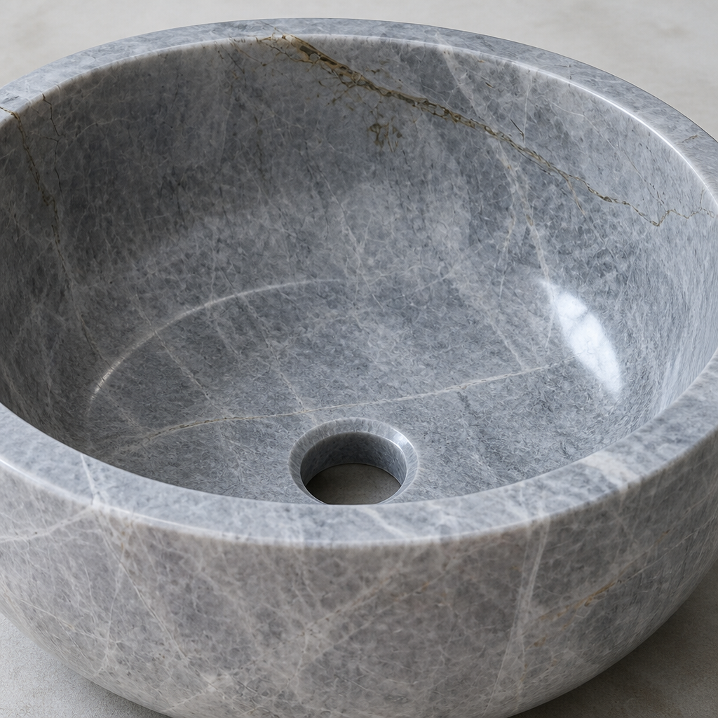 Sirius Silver Marble Vessel Sink — Star-Veined