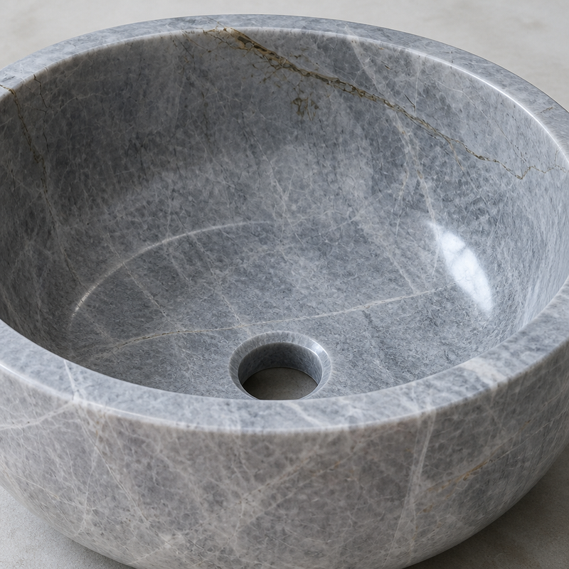 Sirius Silver Marble Vessel Sink — Star-Veined — detail 1