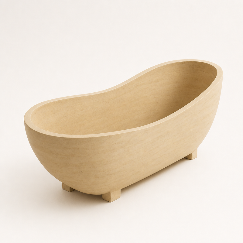 Travertine Freestanding Bathtub — detail 4