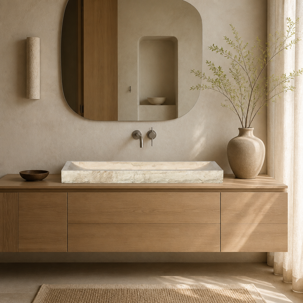 Ivory Travertine Standard Vessel Sink