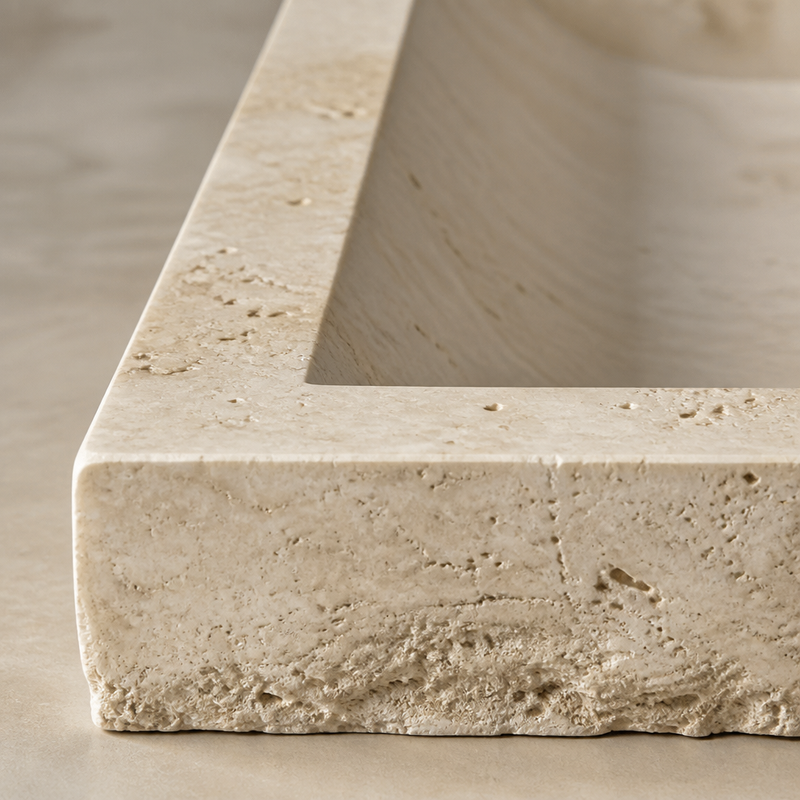 Ivory Travertine Standard Vessel Sink — detail 1