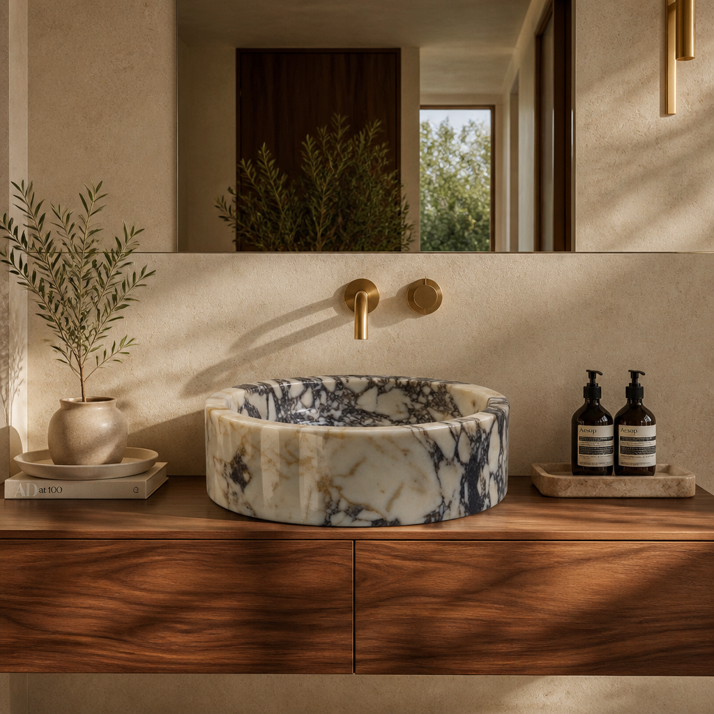 Calacatta Viola Marble Sculpted Vessel Sink