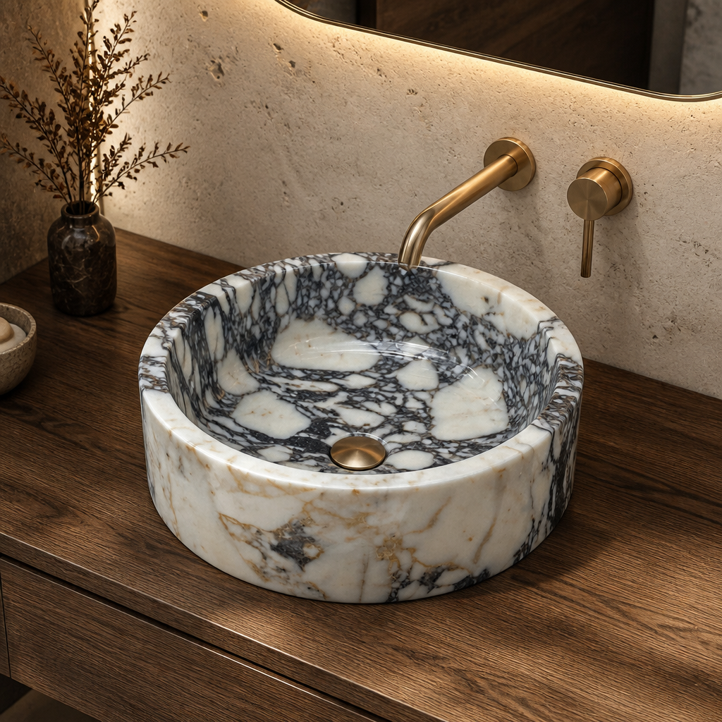 Calacatta Viola Marble Sculpted Vessel Sink
