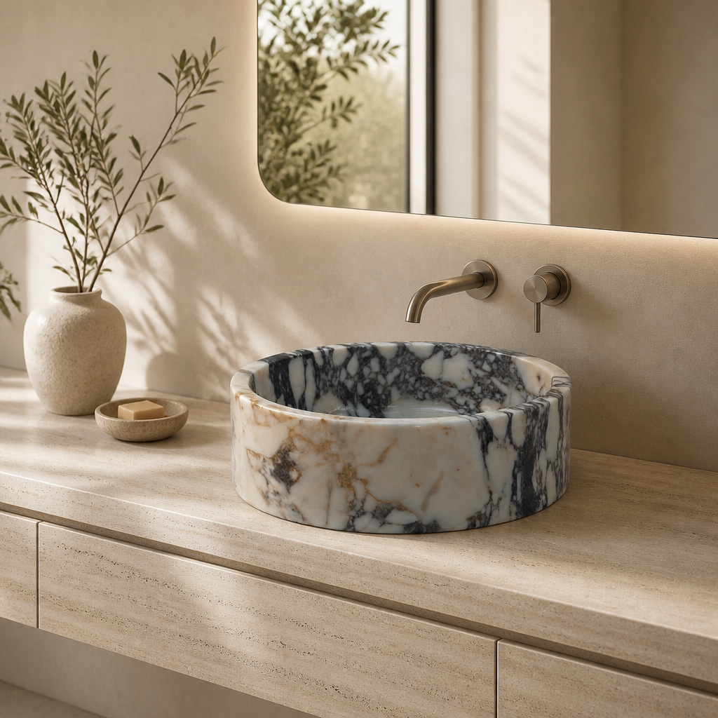 Calacatta Viola Marble Sculpted Vessel Sink