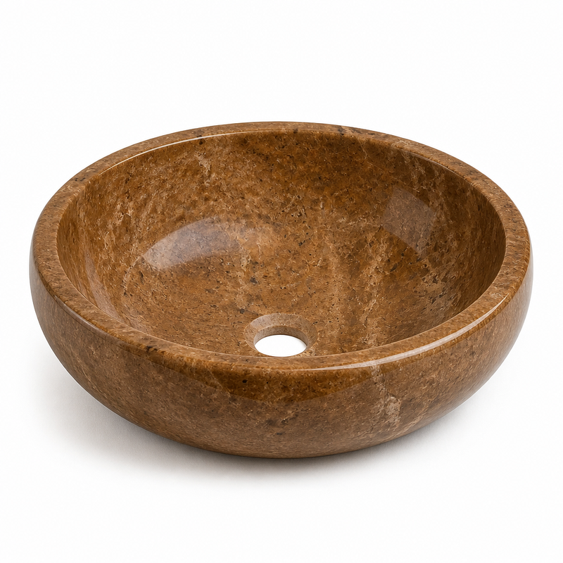 Walnut Brown Travertine Vessel Sink — detail 6