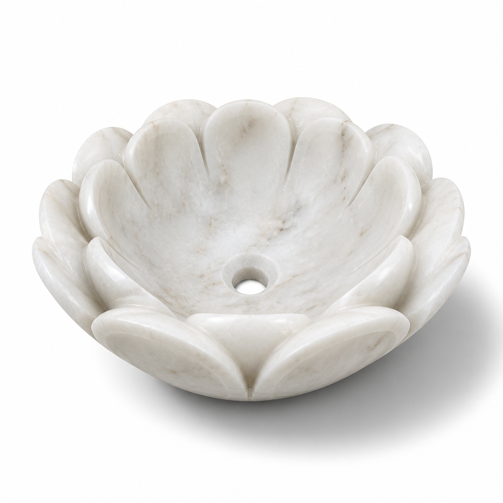 Flower-Shaped Marble Vessel Sink